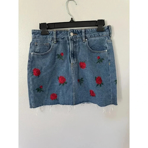 PacSun Eco Flower Power Ultra High Waisted Denim Mini Skirt sz 26 - Picture 4 of 4